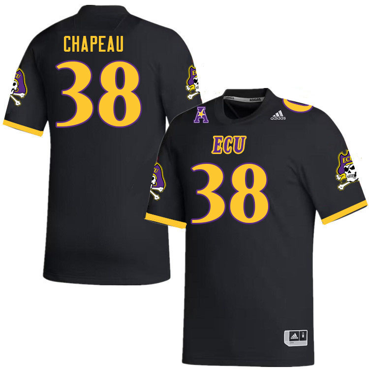 Men #38 David Chapeau ECU Pirates 2023 College Football Jerseys Stitched-Black - Click Image to Close
